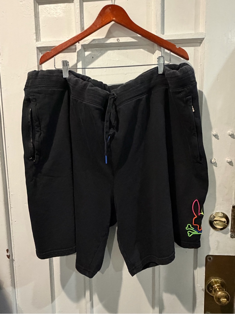 Psycho Bunny Black Shorts with Neon Bunny Logo